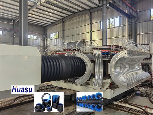 Double Wall Corrugated Pipe Extrusion Line with ID30-ID1500mm Range 23 Years Production Experience and 6m-12m Cooling Tank