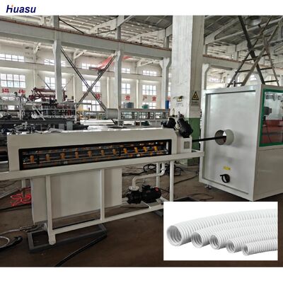 PLC Control Single Wall Corrugated Pipe Extrusion Line Incorporating HDPE and Rotary Mold Type Corrugator for Pipe Production