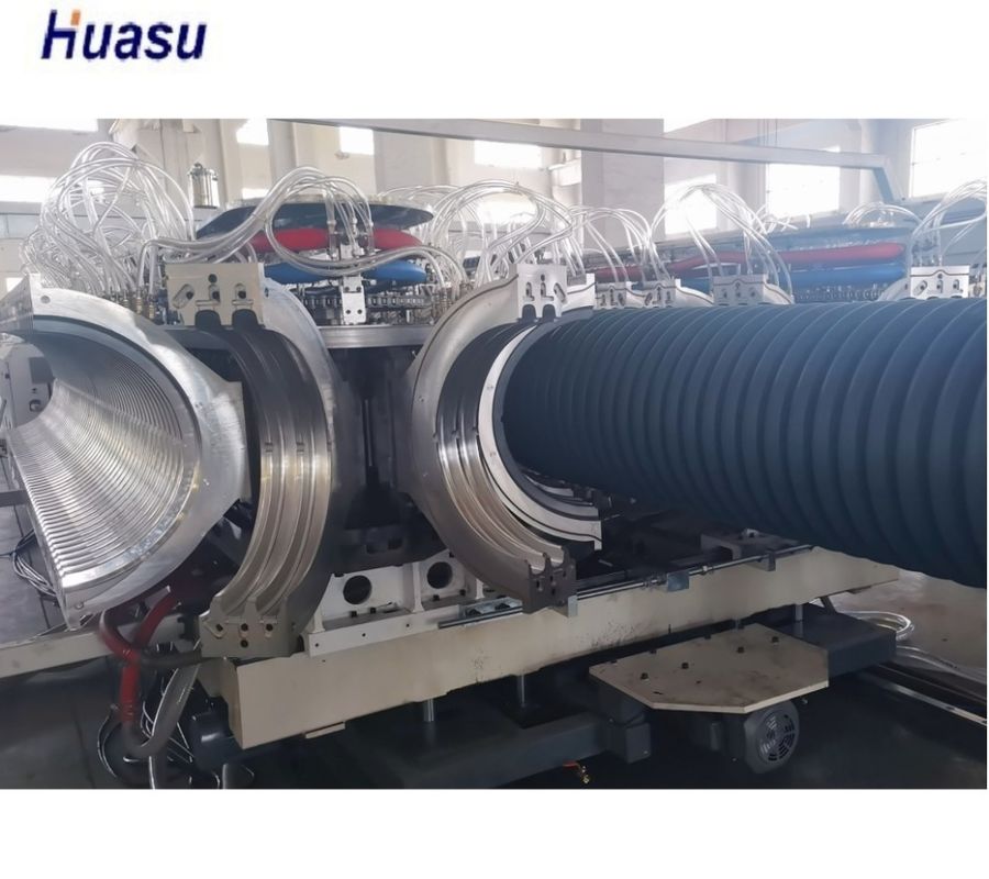 HDPE / PP Double Wall Corrugated Pipe Extrusion Line การควบคุม PLC ความเร็วสูง