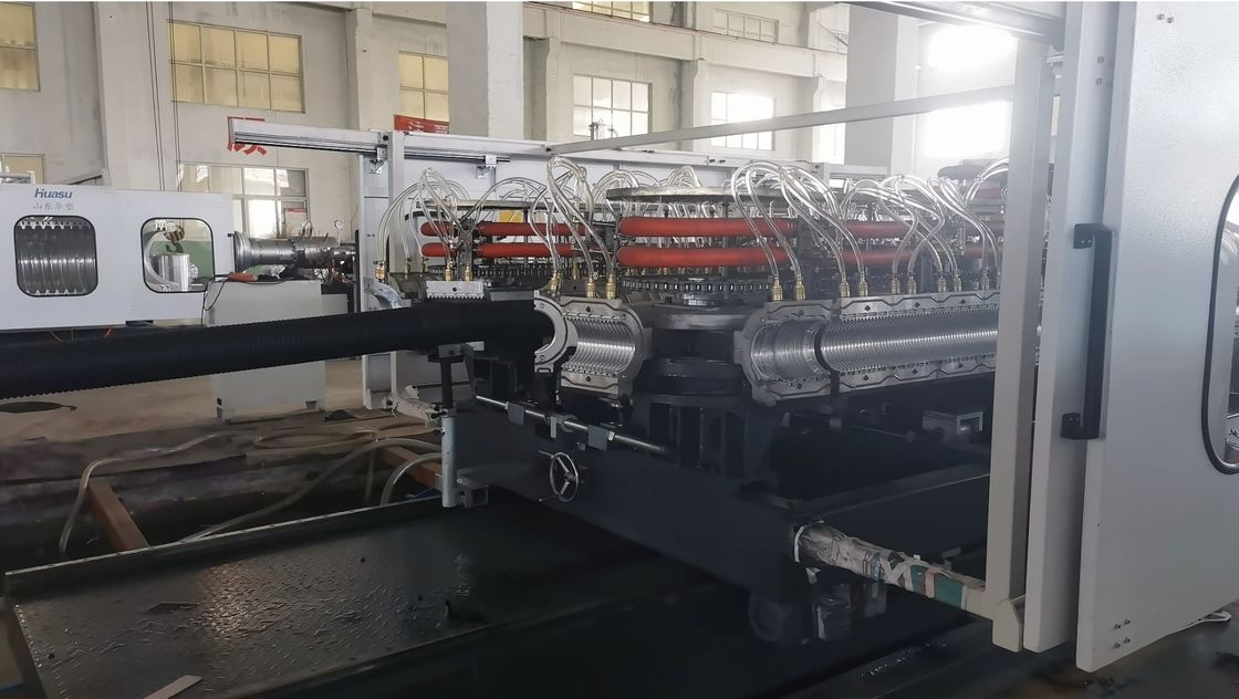 HDPE / PP Double Wall Corrugated Pipe Extrusion Line Machine กับเครื่องควบคุม PLC