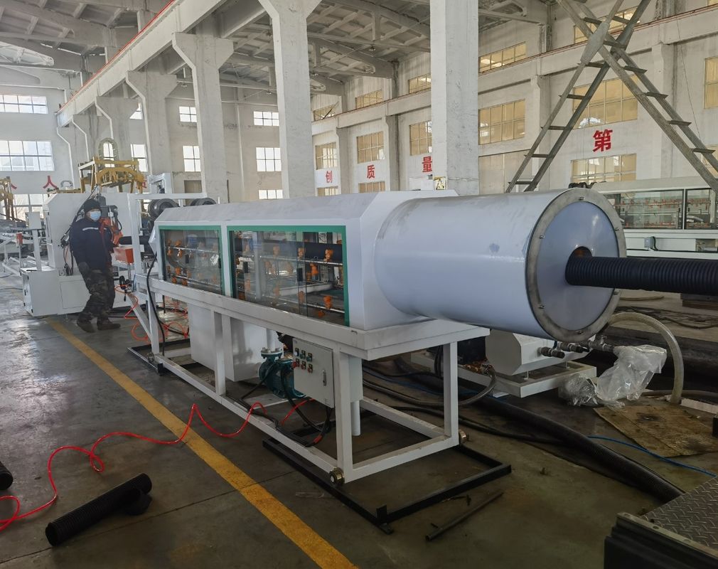 HDPE / PP Double Wall Corrugated Pipe Extrusion Line Machine กับเครื่องควบคุม PLC