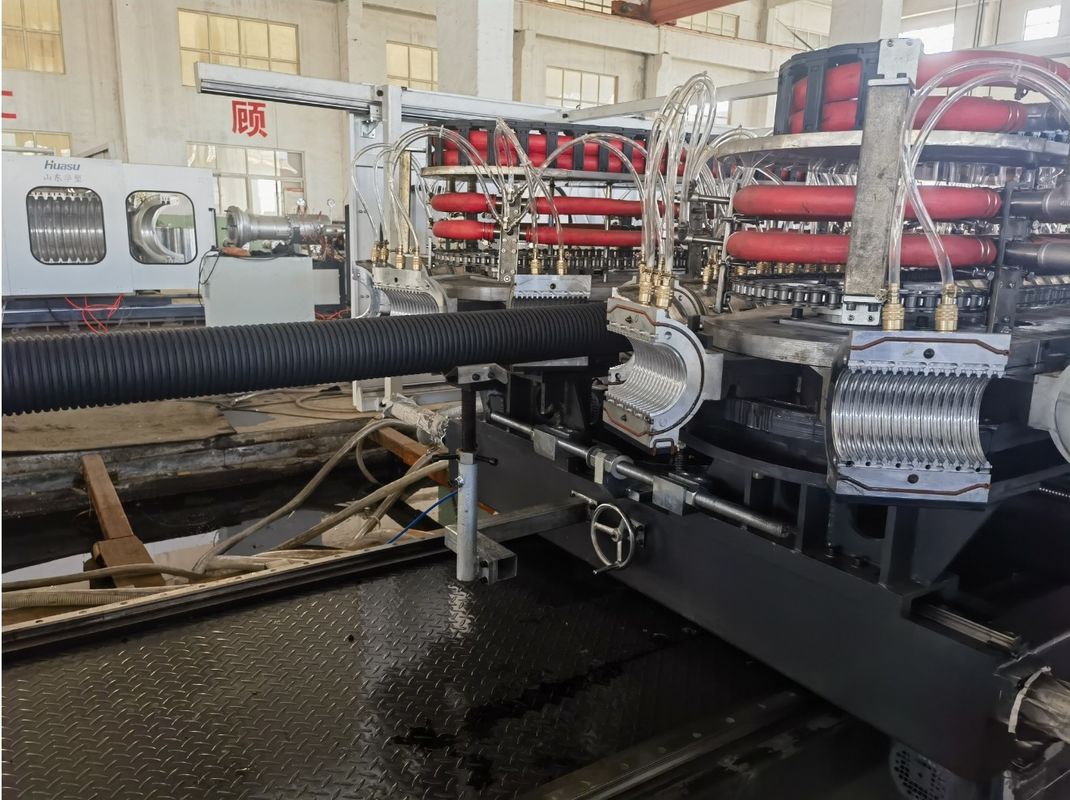 PE PP PVC Double Wall Corrugated Pipe Extrusion Line เครื่องขัดท่อสําหรับการระบายน้ํา