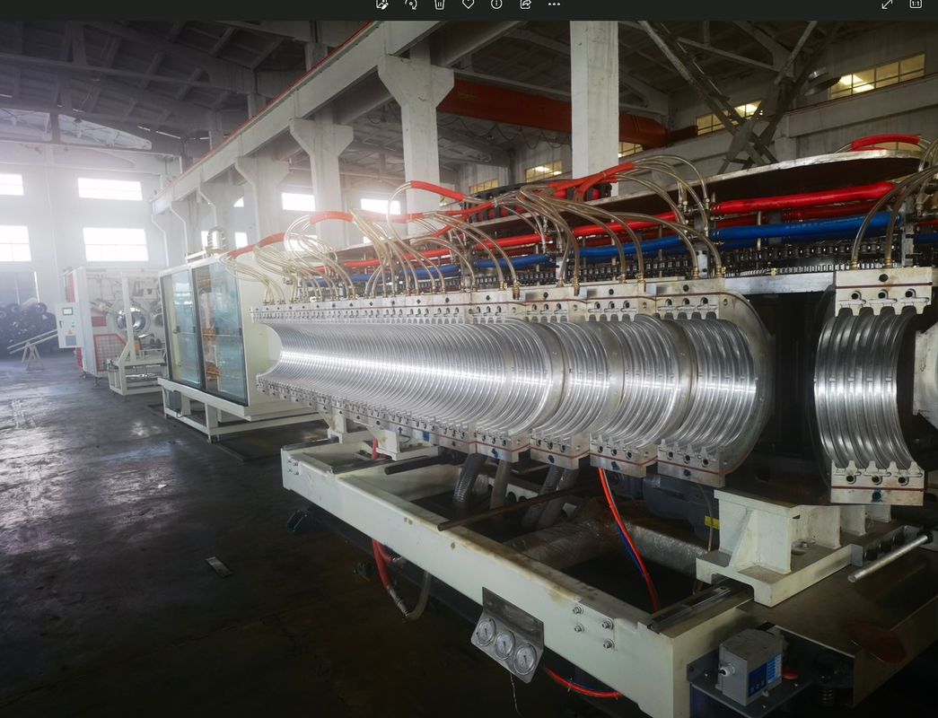Siemens Inverter Double Wall Corrugated Pipe Extrusion Line with 0.4 ละ 0.7 มม ความลึกของไนตริดและ 1 ชุดเครื่องปั้น