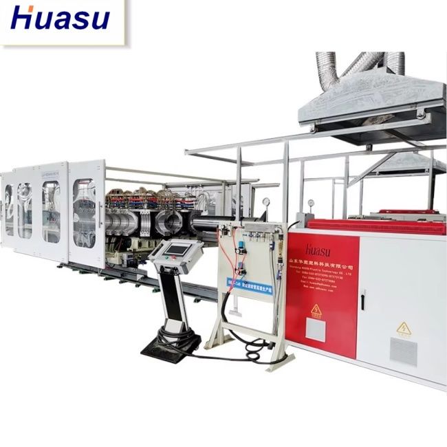 สายการผลิตท่อระบายเค็มสองผนังขนาด 32-1600 มม ระยะความกว้าง เทคโนโลยี Siemens PLC และการระฆังออนไลน์