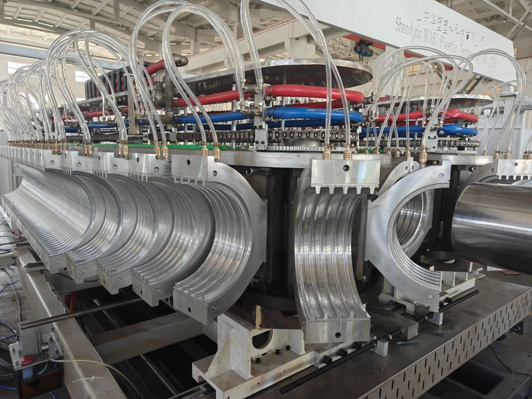 สายการผลิตท่อพลาสติก extruder กระบวนการสองสายการผลิตประสิทธิภาพสูง