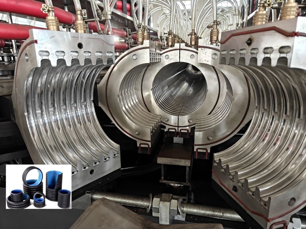 สายการผลิตการอัดขึ้นรูปท่อลูกฟูกสองชั้นสำหรับมอเตอร์ WEG AC ขนาดเส้นผ่านศูนย์กลางขั้นต่ำ 63 มม.