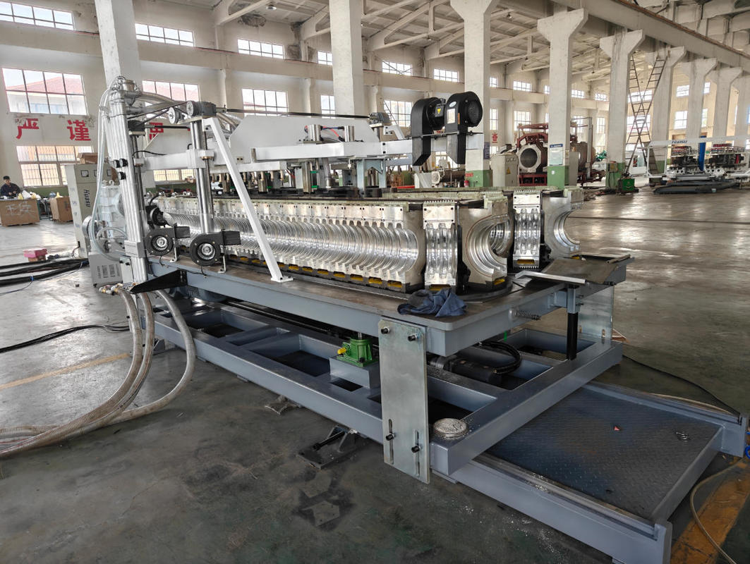 สายการผลิตท่อลูกฟูกผนังเดี่ยว พร้อมแรงดันไฟฟ้า 220-440V ความเร็วการผลิตสูงสุด 15 เมตร/นาที และขนาด 75-250 มม.