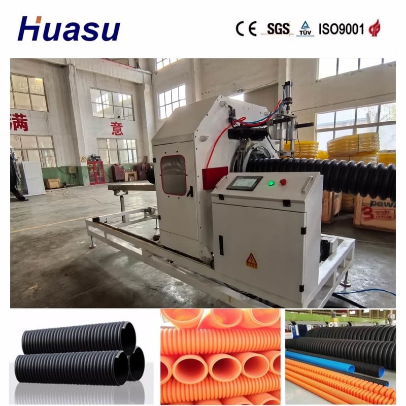 สายดัดท่อระบายน้ําแบบอัตโนมัติแบบกระบอกเดียวสําหรับ PVC/PE/MPP/PA/HDPE ขนาดกว้าง 32mm-1600mm และผลิต 200-2000kg/h