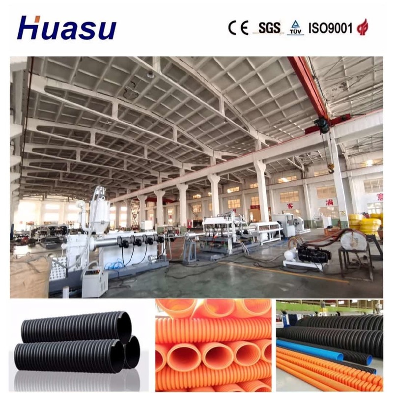 สายการผลิตท่อระบายน้ํา PE PVC มีผนังเดียว พร้อมรีโมทคอนโทรลและ Siemens PLC