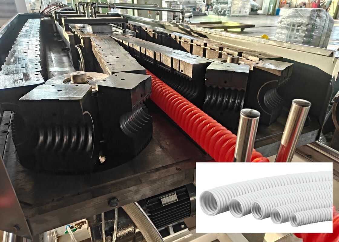 HDPE Single Wall Corrugated Pipe Extrusion Line Rotary Mold Type Extrusion Line สามารถผลิตท่อความแข็งแรงสูงได้
