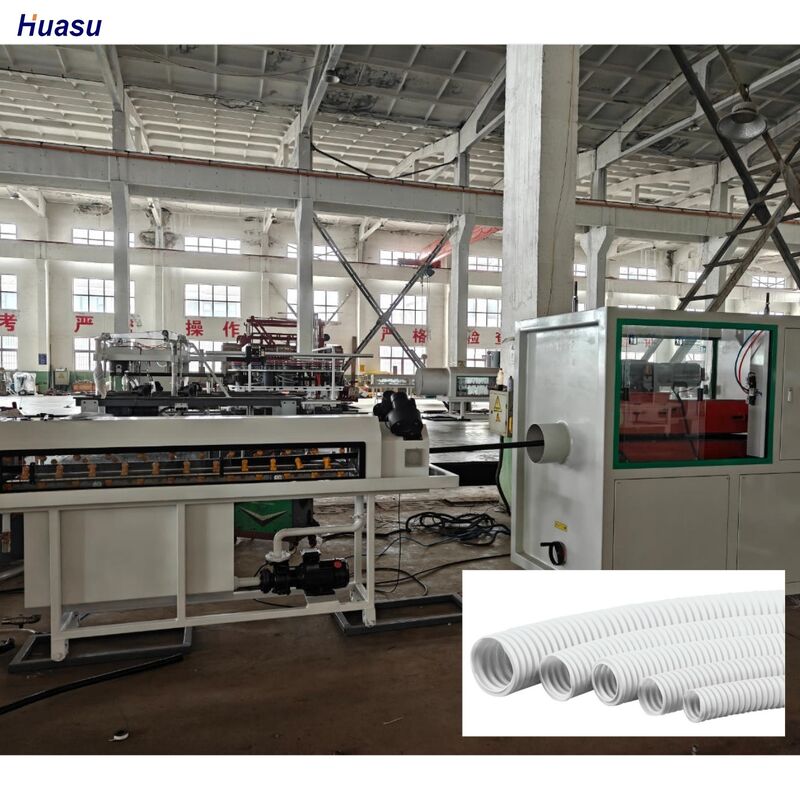 HDPE Single Wall Corrugated Pipe Extrusion Line Rotary Mold Type Extrusion Line สามารถผลิตท่อความแข็งแรงสูงได้