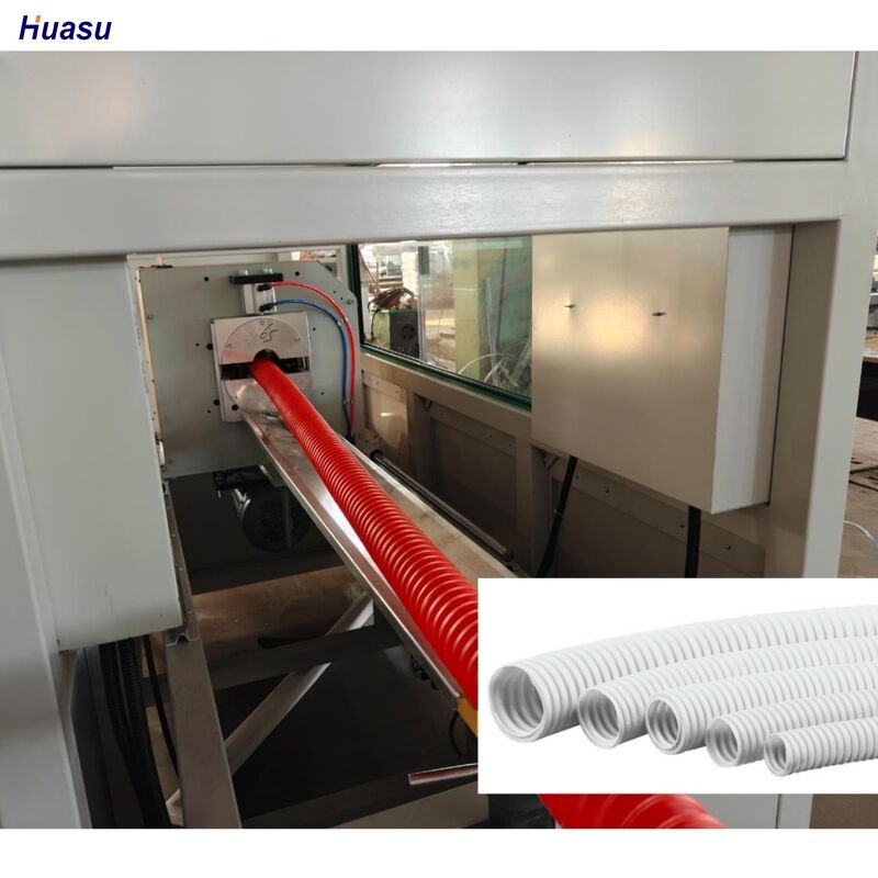 สายการผลิตท่อลูกฟูกผนังชั้นเดียว PP PE PVC รวมถึงระบบไฟฟ้าหลัก Siemens Schneider ที่ส่งมอบผลผลิต