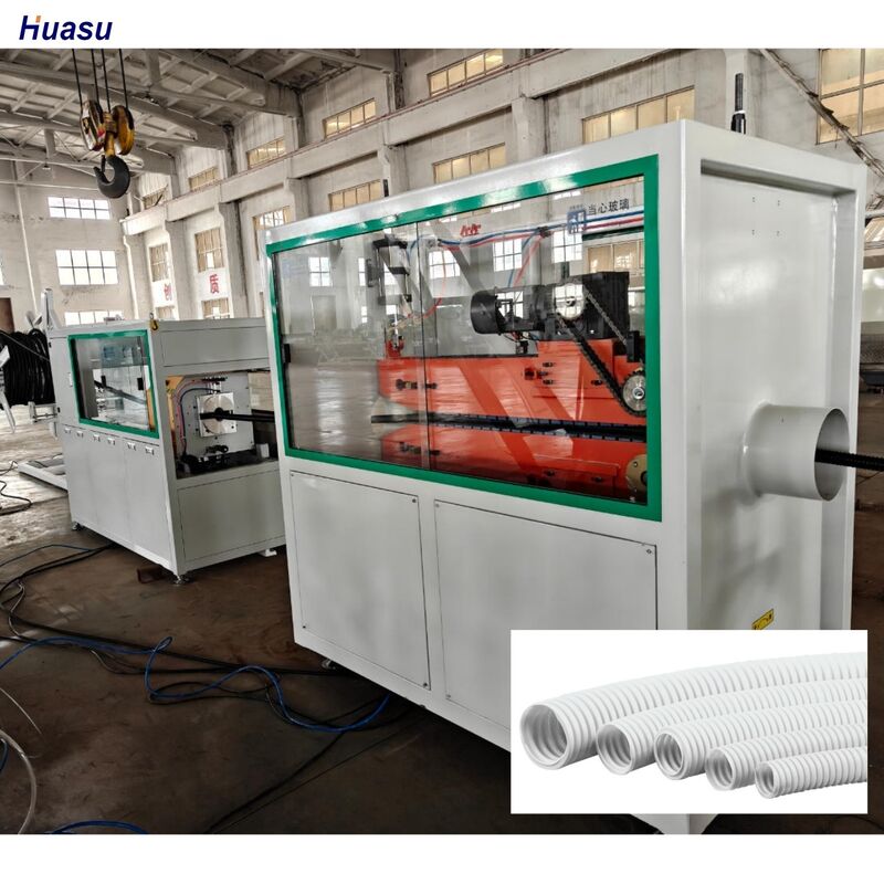 สายการผลิตท่อลูกฟูกผนังชั้นเดียว PP PE PVC รวมถึงระบบไฟฟ้าหลัก Siemens Schneider ที่ส่งมอบผลผลิต