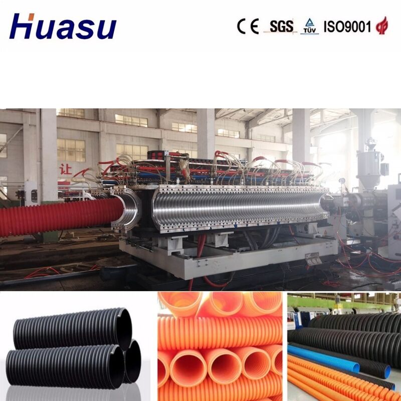 เครื่องรีดท่อลูกฟูกผนังสองชั้นพร้อมแม่พิมพ์อลูมิเนียมอัลลอยด์ ควบคุมด้วยระบบ PLC สำหรับท่อขนาดเส้นผ่านศูนย์กลาง 32 มม. - 1600 มม.