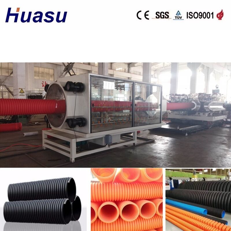PLC Control Double Wall Corrugated Pipe Extrusion Line สําหรับหลอดขนาด 32 มม.-1600 มม.