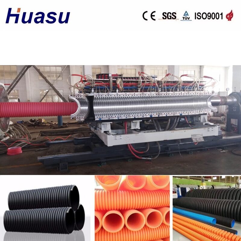 การผลิตสูง สายดัดท่อระบายน้ําแบบคอรบูเกตสองผนัง ขนาดกว้างท่อ 32-1600 มม และควบคุม PLC ของซีเมนส์