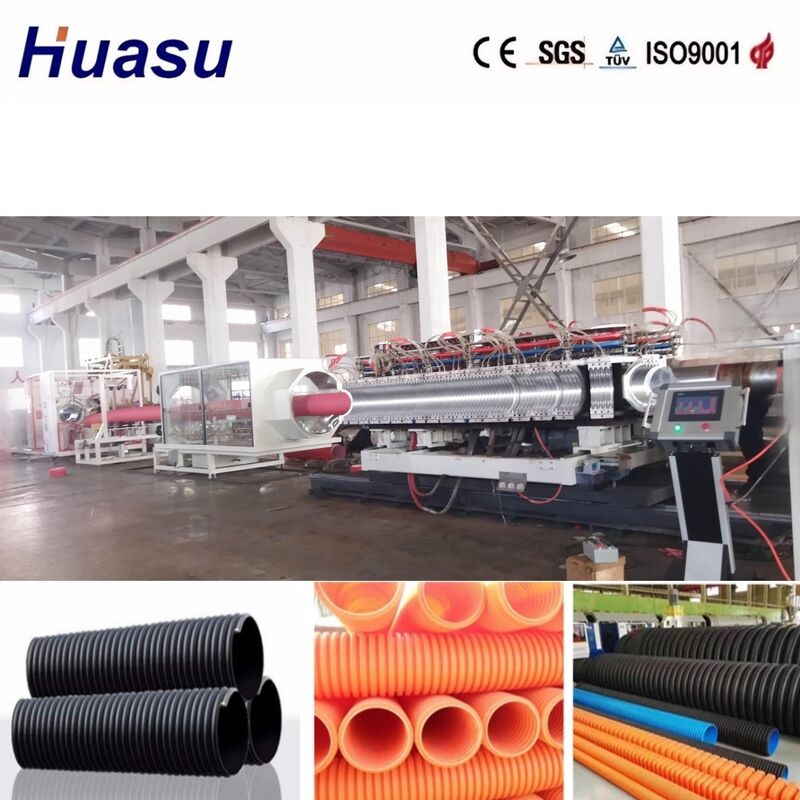 การผลิตสูง สายขยายท่อ corrugated ผนังสองแบบที่มีการควบคุม PLC สําหรับกว้างท่อ 32mm-1600mm