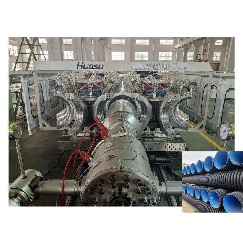 PLC Control Double Wall Corrugated Pipe Extrusion Line Featuring High Productivity Suitable for Underground Sewage Pipe Manufacturing Process