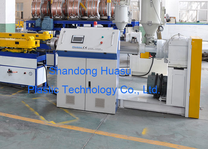 PLC พลาสติก PP PE Single Wall Corrugated Pipe Extrusion Line Pipe Tube Extruder