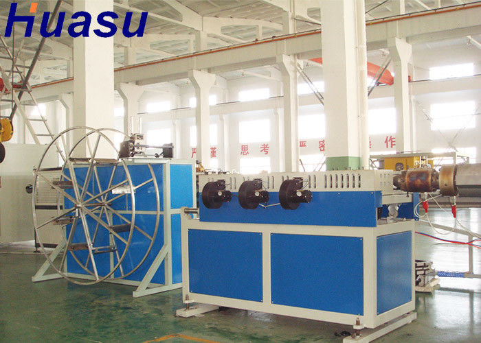 PE PVC Single / Double Wall Corrugated Pipe Extrusion Machine สายการผลิต