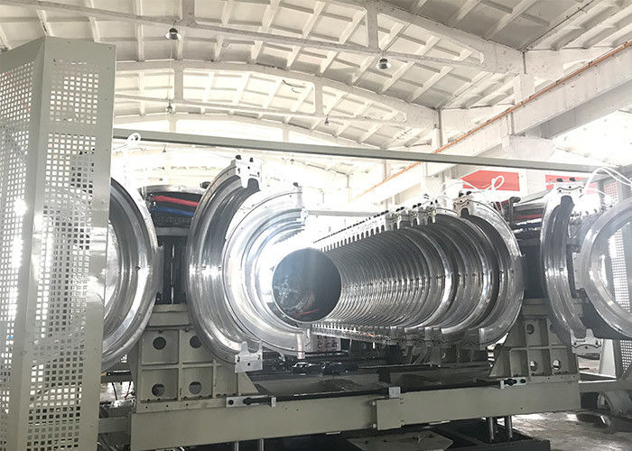 เครื่องผลิตสายการผลิตท่อลูกฟูกพลาสติก / PE / PP / PVC ผนังคู่